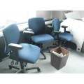 Blue Task Chair Adjustable Black Arms and Bases